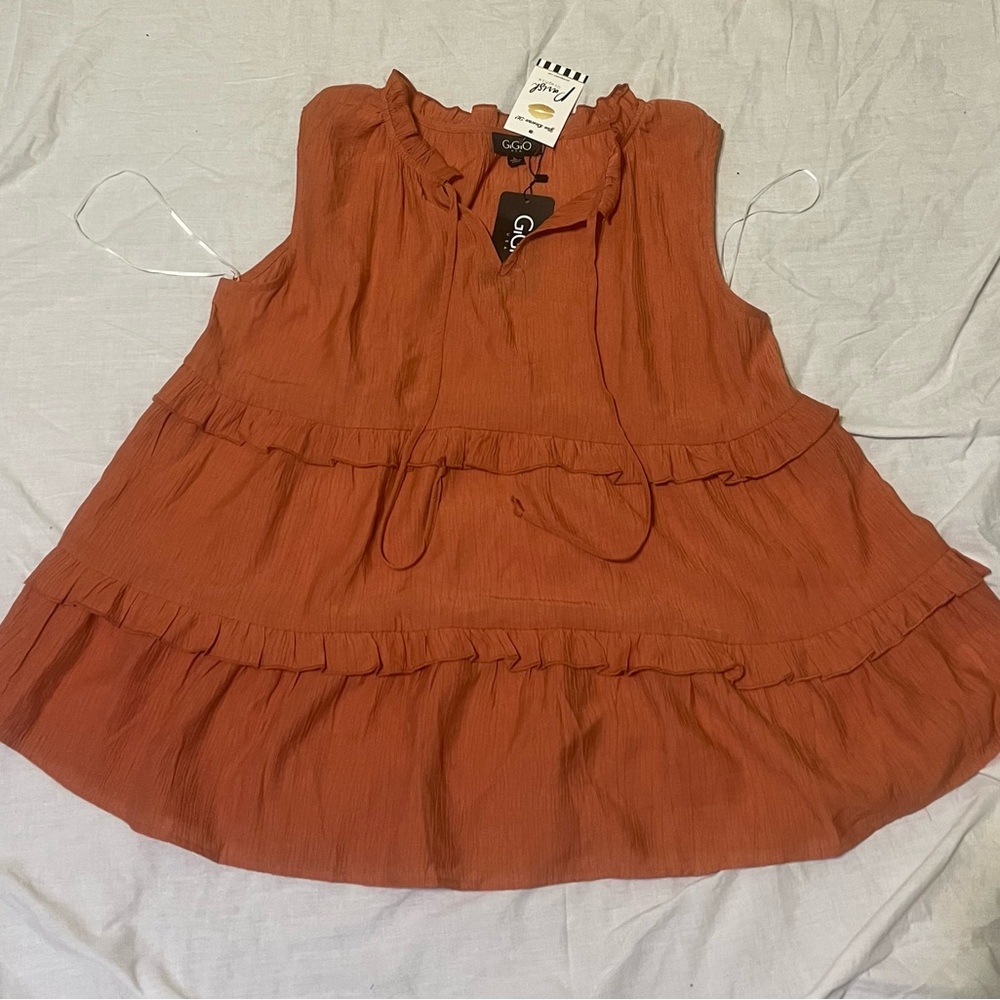 Women's Burnt Orange Sleeveless Tunic Top